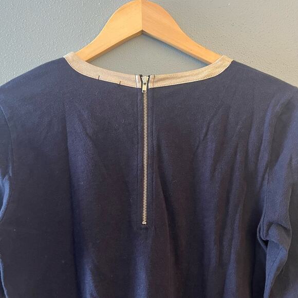 J. Crew Sweater Knit Top with Leather Trim - Picture 2 of 4